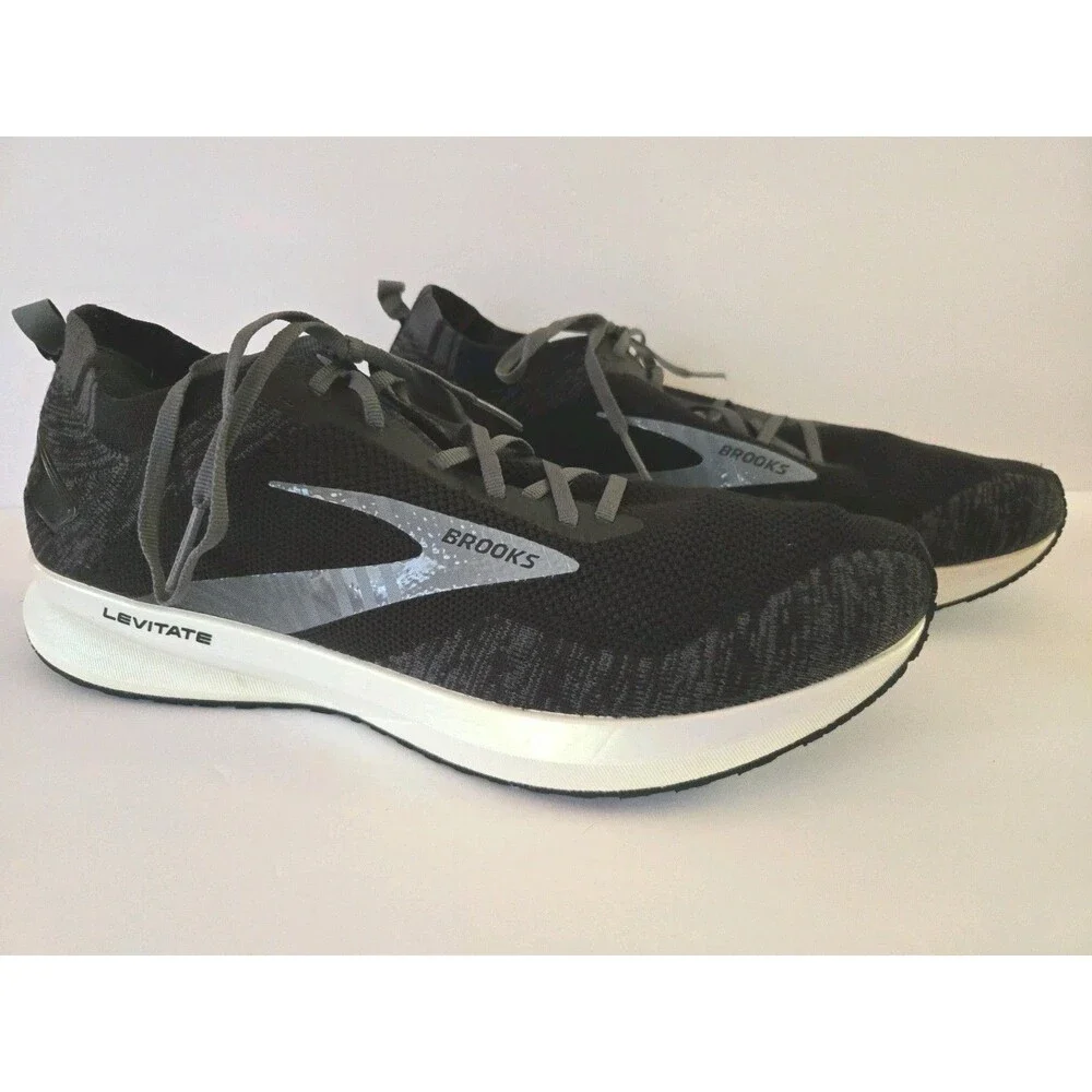 Brooks Levitate 4 Running Shoes Men's 14 Black And Pearl White ECU, No Insole